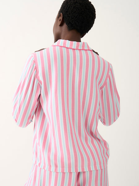 Soft Brushed Woven Pyjama Top - Lazy Days Stripe