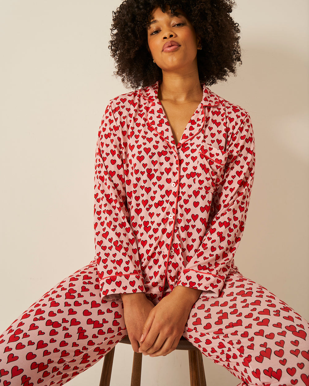 Long Pyjama Set - Ace of Hearts Stripe & Stare