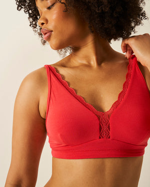 Lace Plunge Bra - Hibiscus