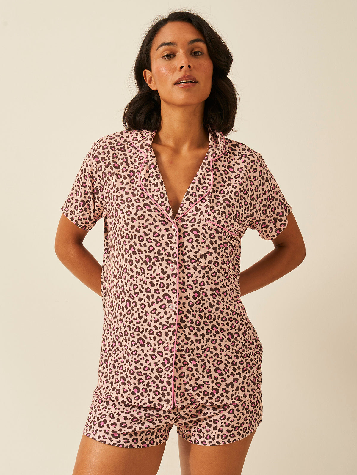 Short Pyjama Set - Liquorice Leopard Charming Garment Enterprises Co