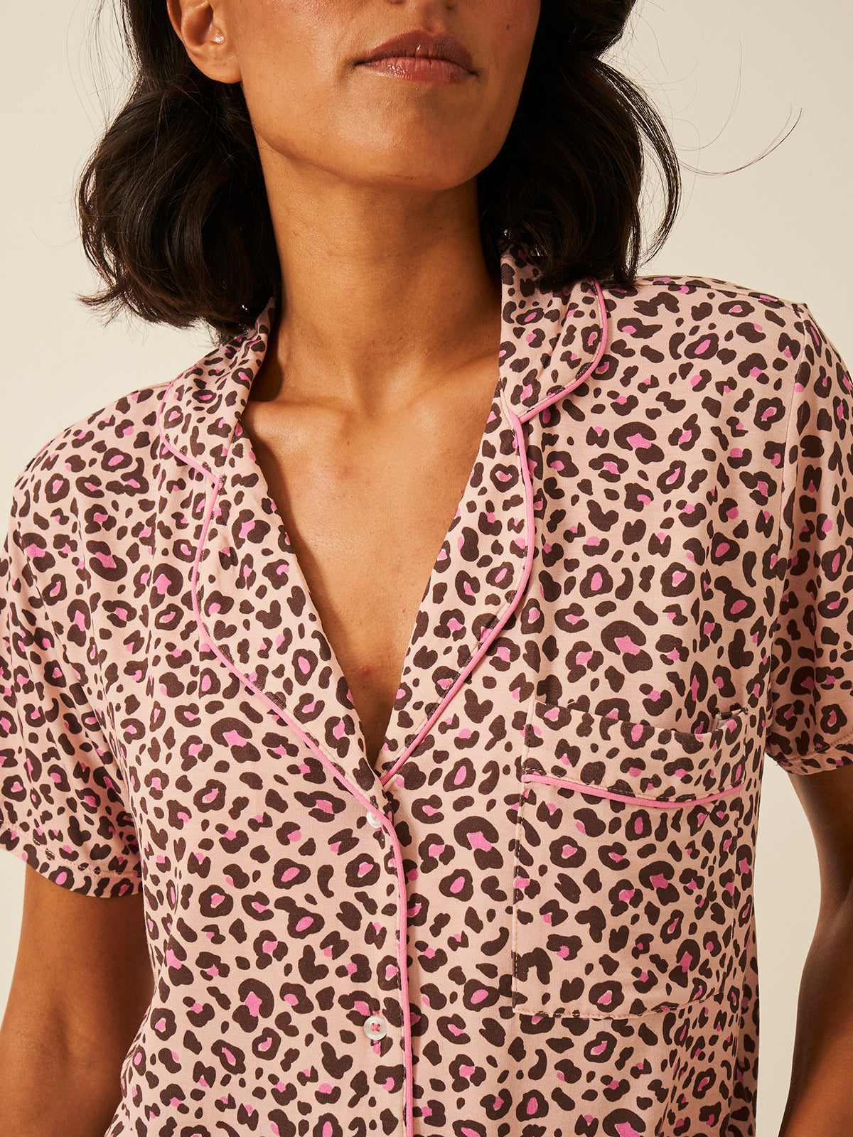 Short Pyjama Set - Liquorice Leopard Charming Garment Enterprises Co