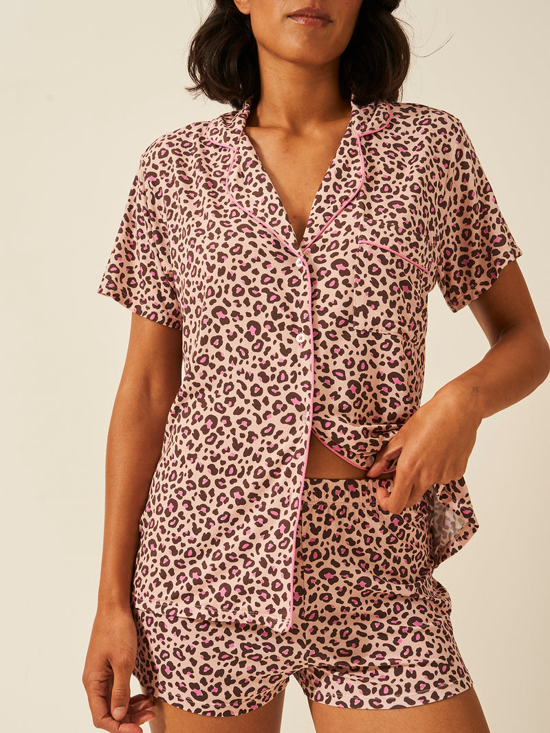 Short Pyjama Set - Liquorice Leopard Charming Garment Enterprises Co