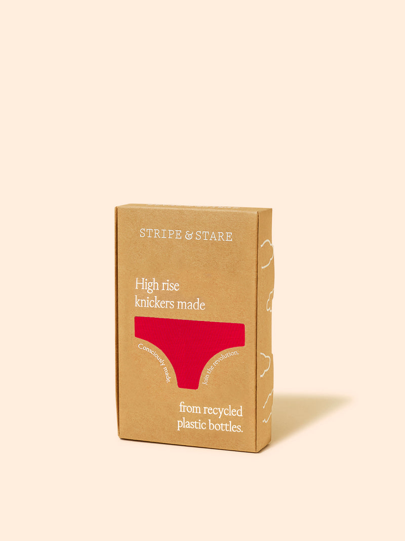 Eco Lace High Rise Knicker - Lipstick Red Hop Lun Limited