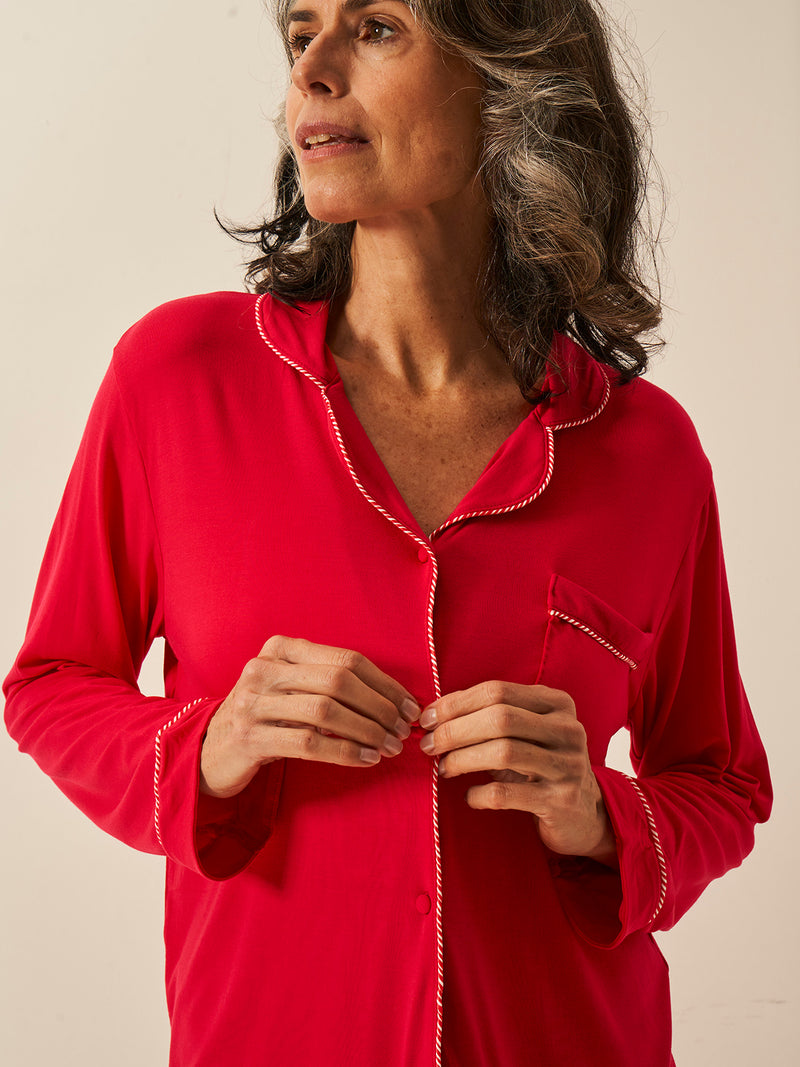 Long Pyjama Set - Lipstick Red