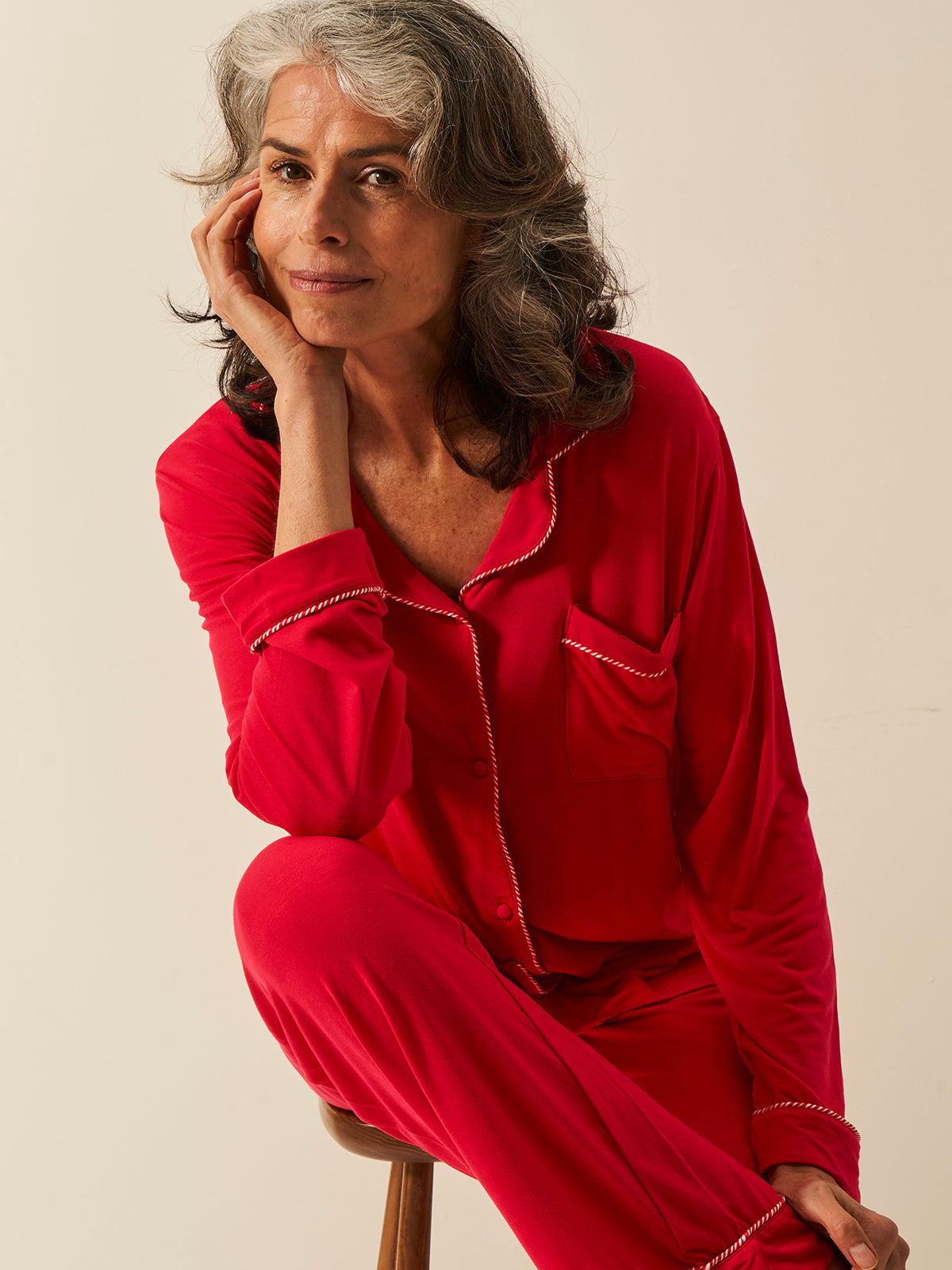 Long Pyjama Set - Lipstick Red