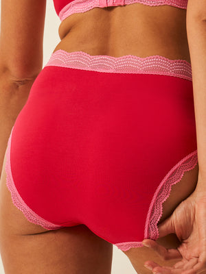 High Rise Knicker- Lipstick Red & Pink Cosmos
