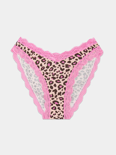 Dipped Tanga Knicker - Liquorice Leopard Stripe & Stare