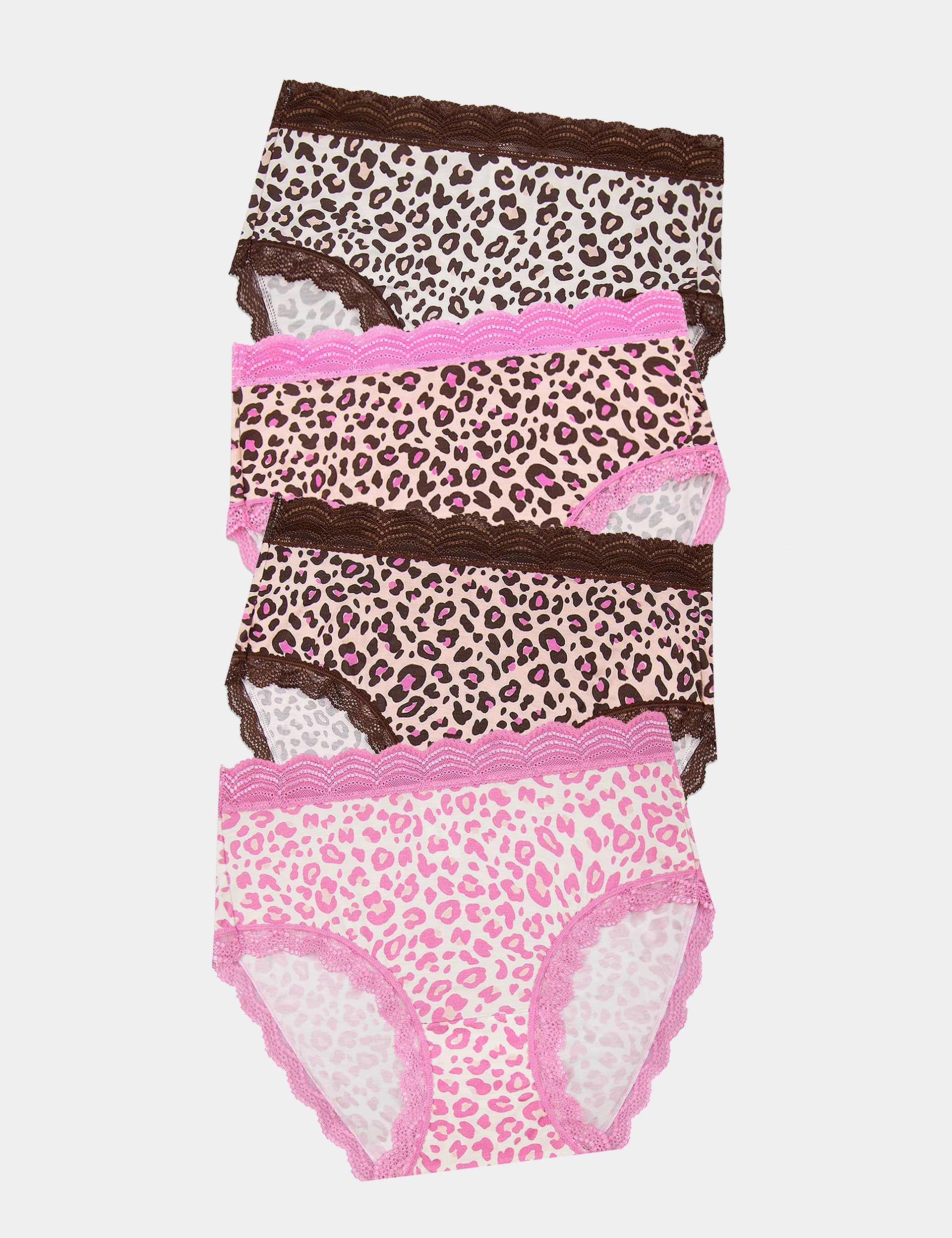 High Rise Knicker Four Pack Liquorice Leopard