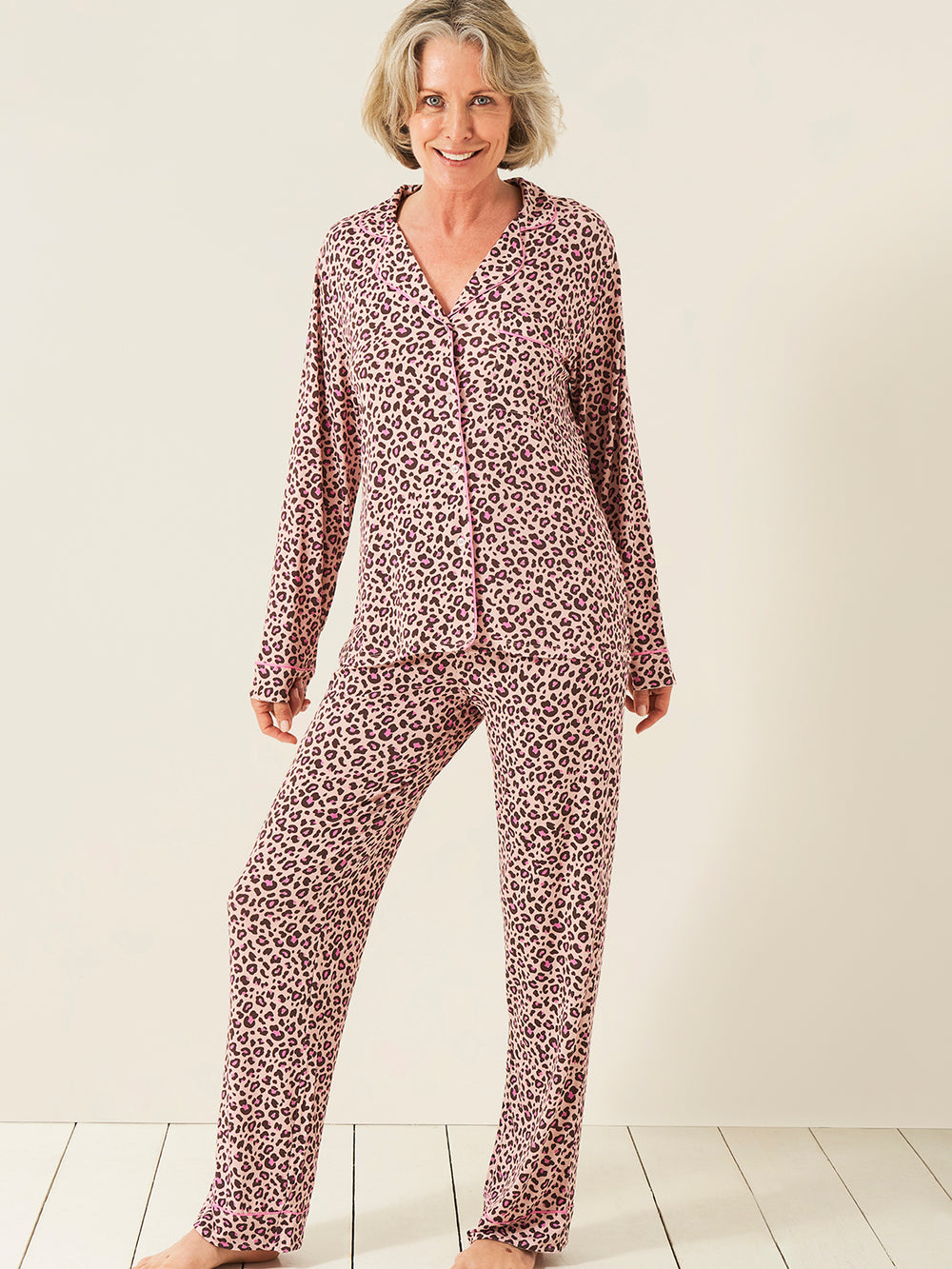 Long Pyjama Set - Liquorice Leopard Charming Garment Enterprises Co