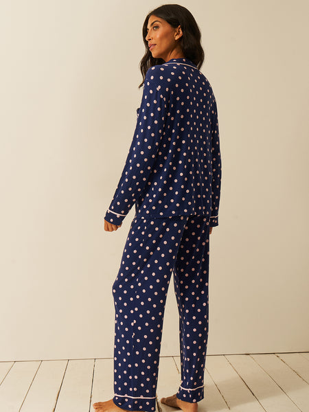Long Pyjama Set - Navy Spot