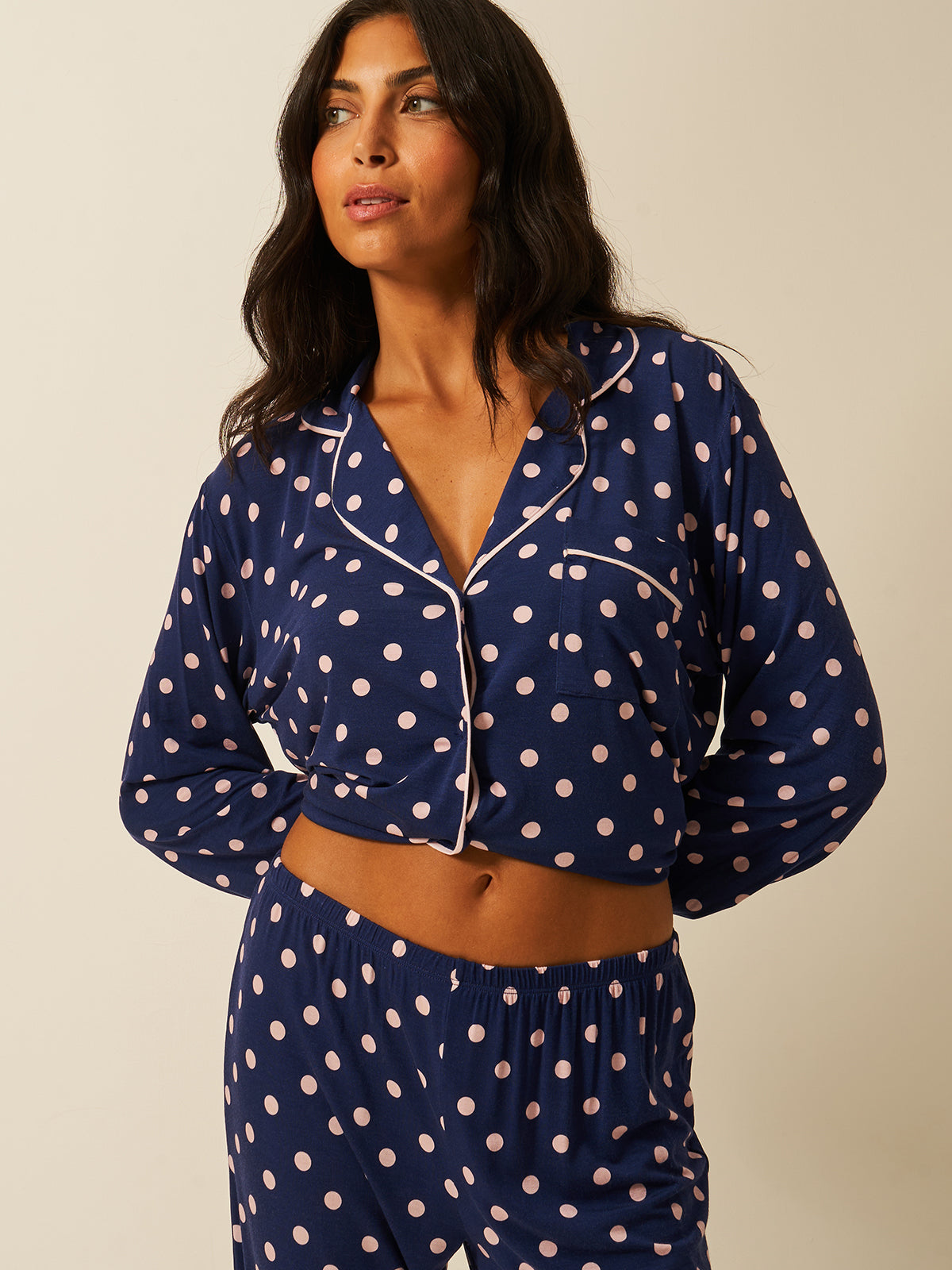 Long Pyjama Set - Navy Spot