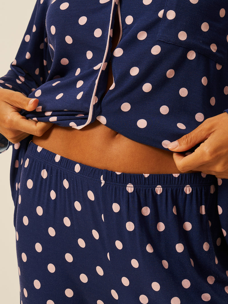 Long Pyjama Set - Navy Spot