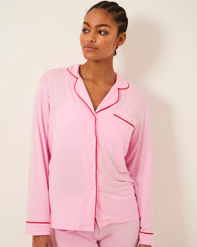 Long Pyjama Set - Pink and Red Contrast Stripe & Stare