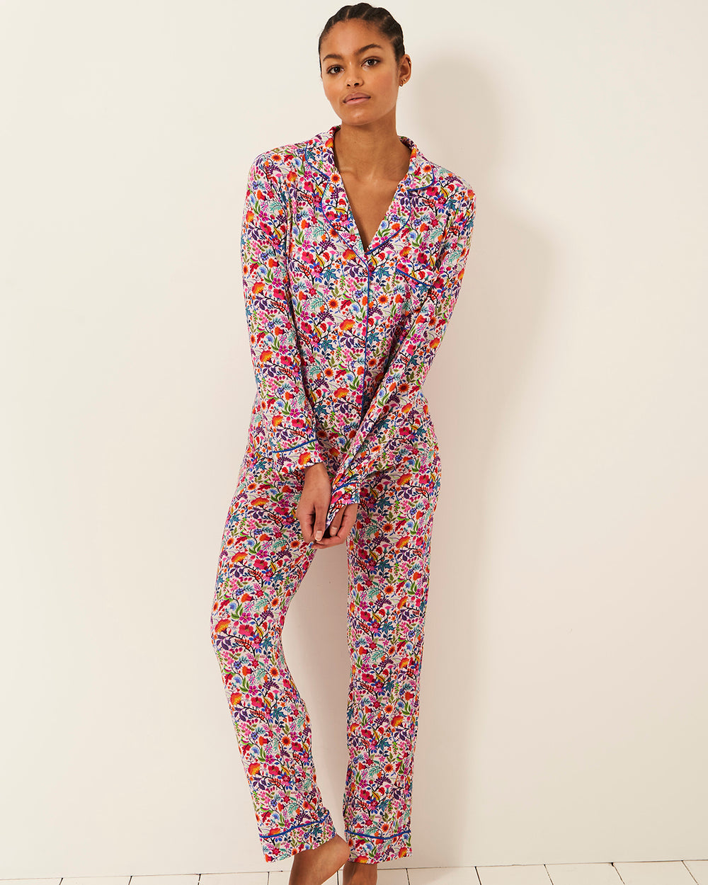 Long Sleeve Pyjama Set - Secret Garden Stripe & Stare