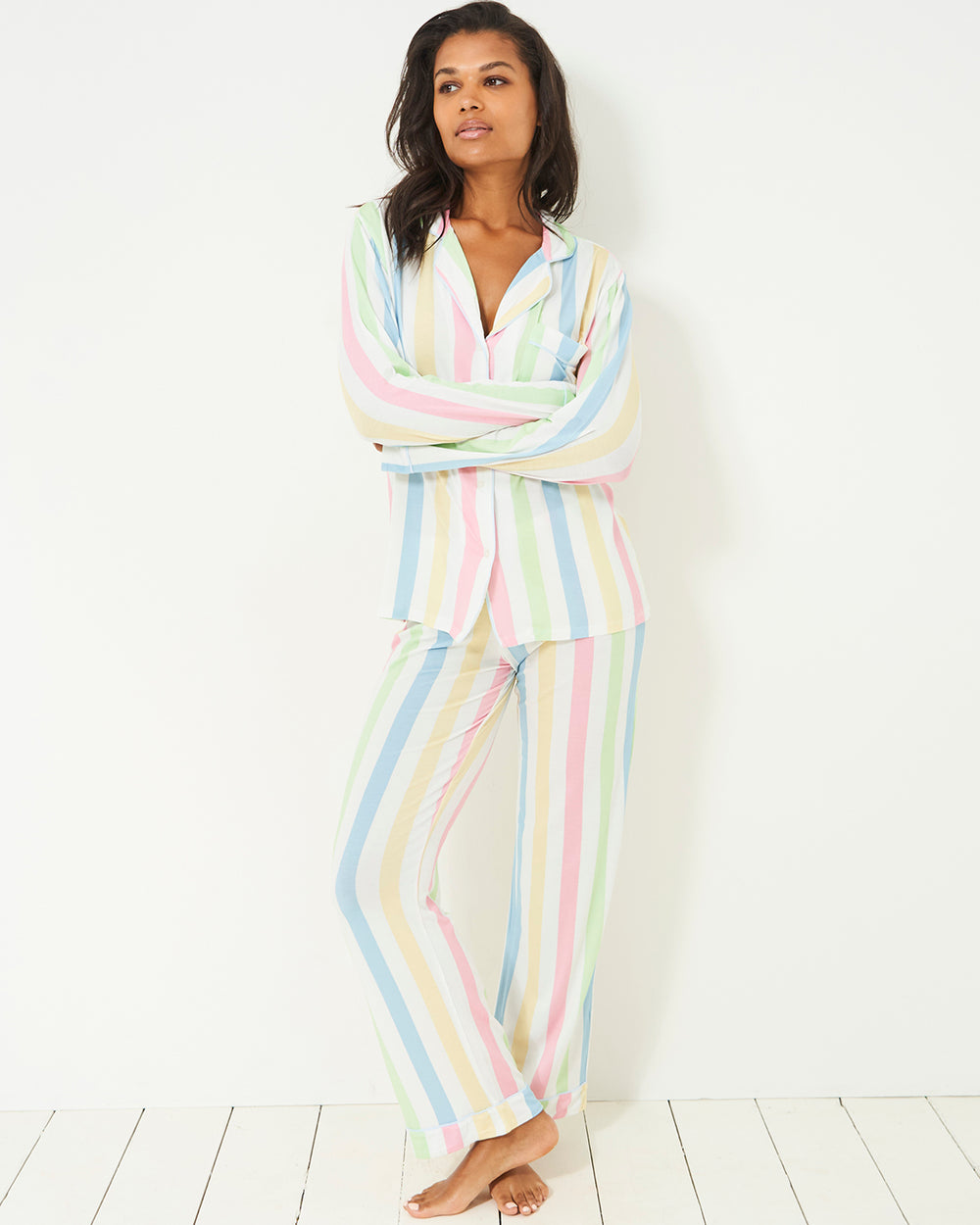Long Pyjama Set - Pastel Holiday Stripe Stripe & Stare