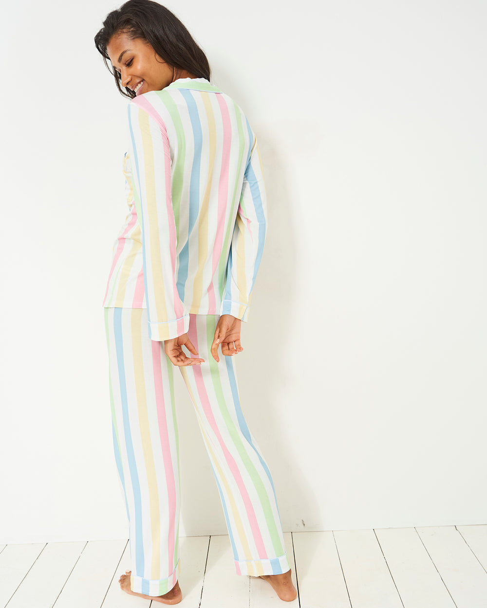 Long Pyjama Set - Pastel Holiday Stripe Stripe & Stare