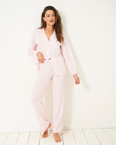 Long Pyjama Set - Pale Pink Stripe Stripe & Stare