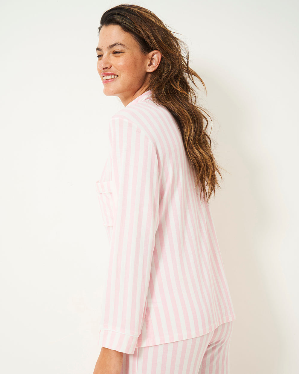 Long Pyjama Set - Pale Pink Stripe Stripe & Stare