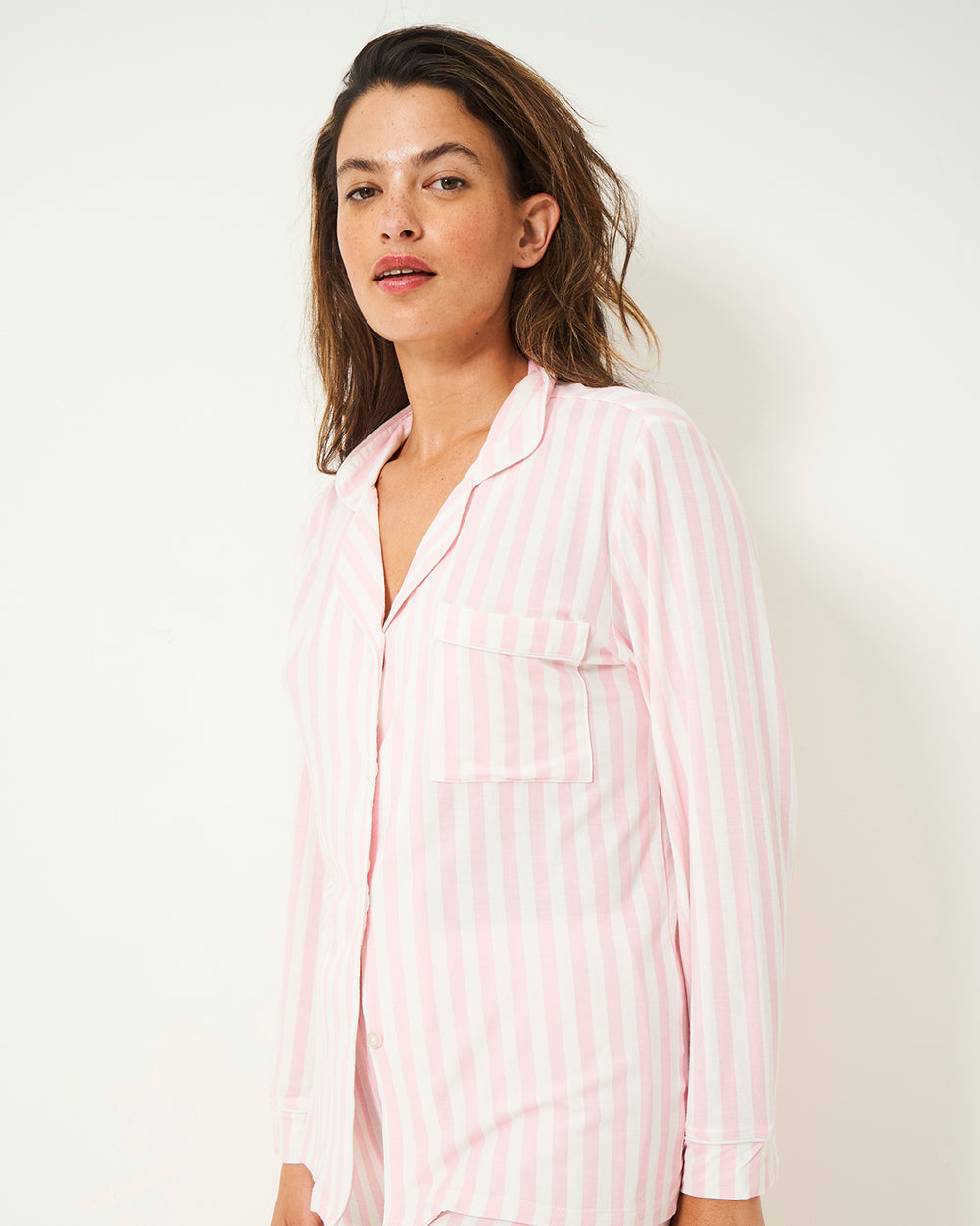 Long Pyjama Set - Pale Pink Stripe | Sustainable TENCEL™ Nightwear ...