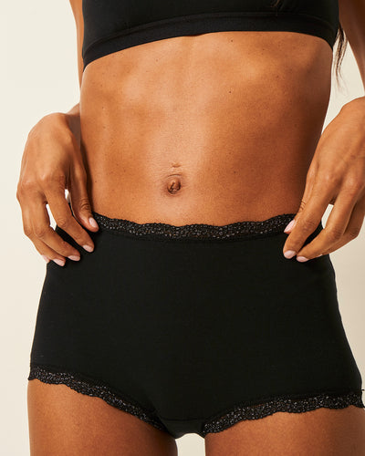 Hipster Knicker - Black Sparkle Lace Stripe & Stare