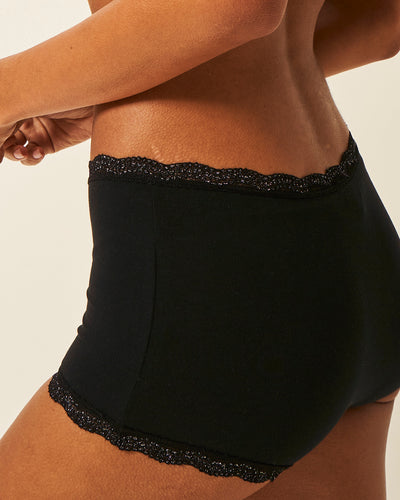 Hipster Knicker - Black Sparkle Lace Stripe & Stare