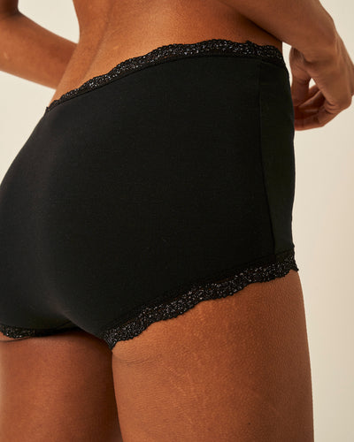 Hipster Knicker - Black Sparkle Lace Stripe & Stare