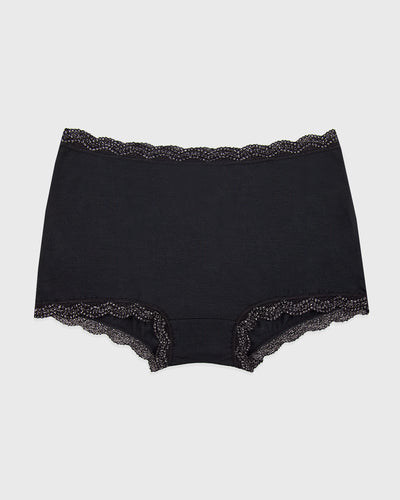 Hipster Knicker - Black Sparkle Lace Stripe & Stare