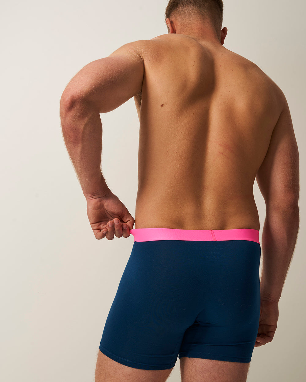 Men's Boxer - Midnight and Neon Pink Stripe & Stare