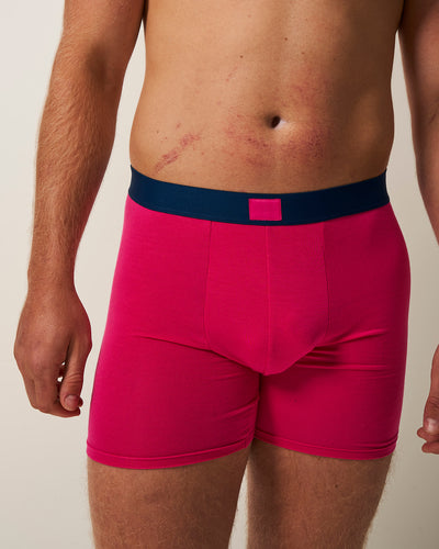 Men's Boxer - Raspberry and Midnight Stripe & Stare