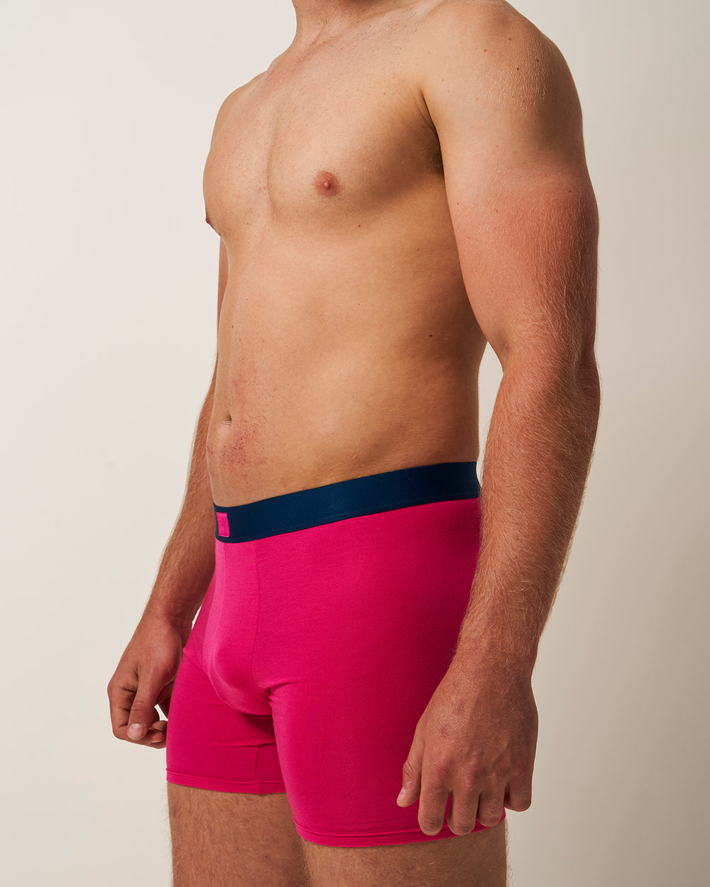 Men's Boxer - Raspberry and Midnight Stripe & Stare