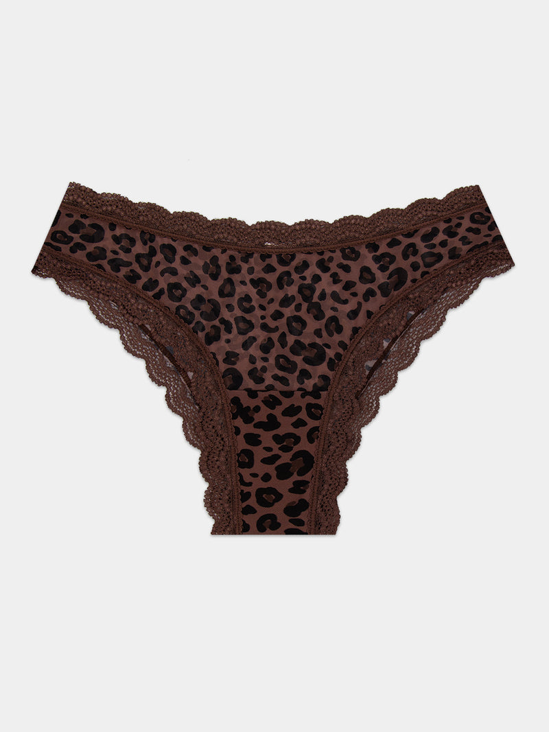 Mesh Brazilian Knicker - Chocolate Leopard