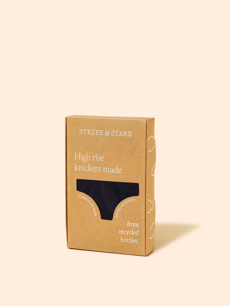 Mesh High Rise Knicker - Black