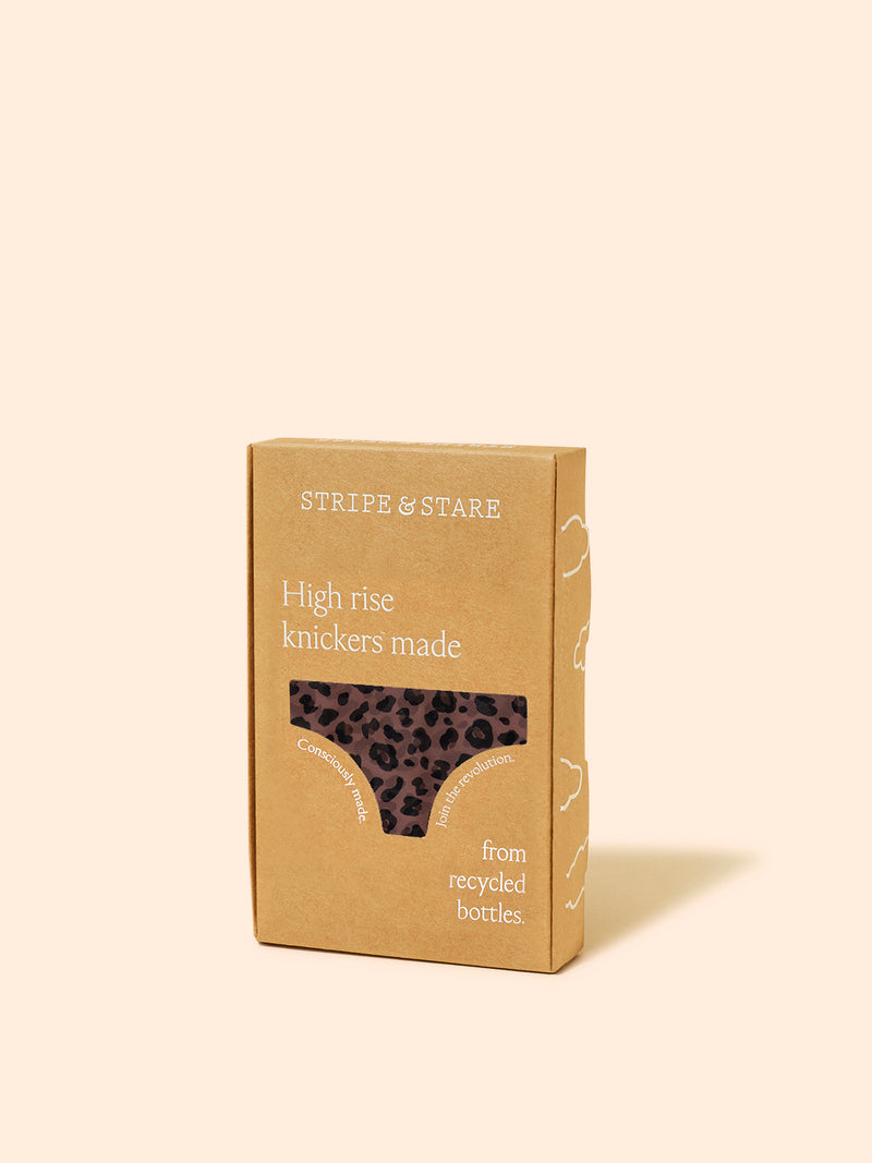 Mesh High Rise Knicker - Chocolate Leopard