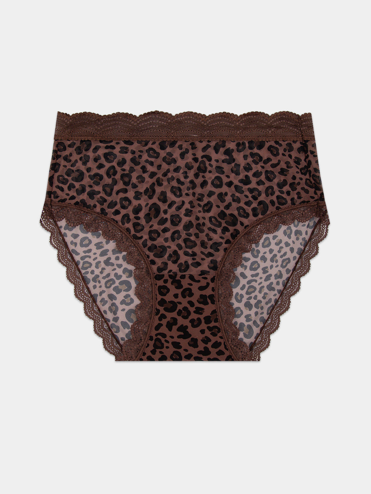 Mesh High Rise Knicker - Chocolate Leopard