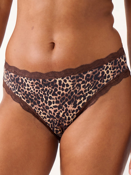 Mid Rise High Leg Knicker - True Leopard