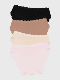 Mid Rise High Leg Knicker Four Pack - Sand Essentials