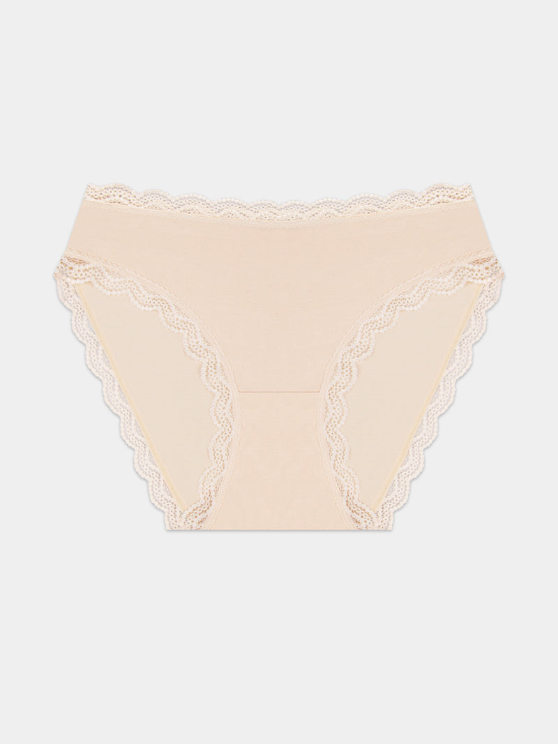 Mid Rise High Leg Knicker - Sand