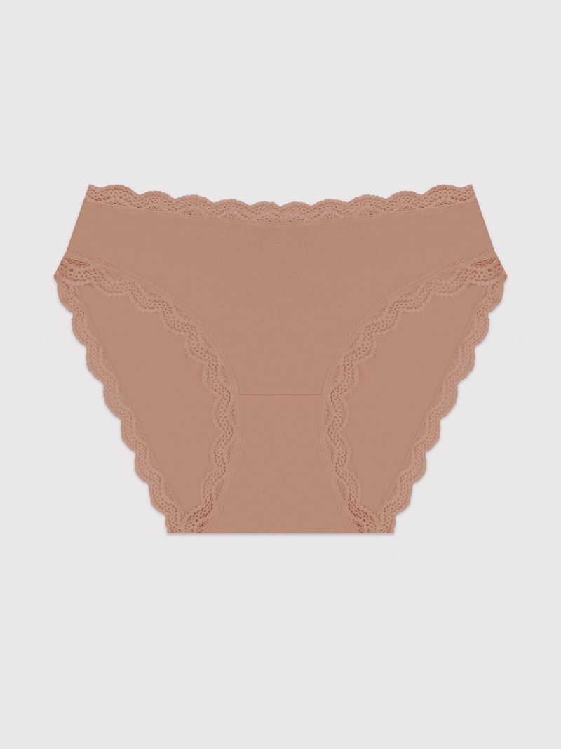 Mid Rise High Leg Knicker - Latte