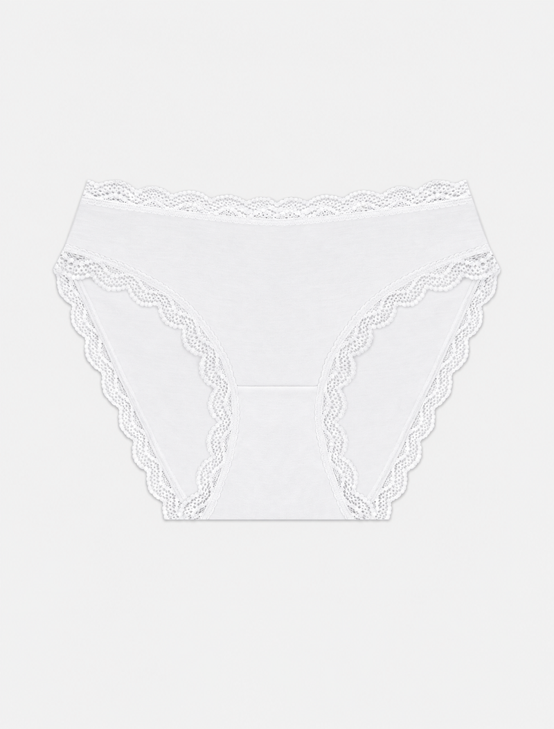 Mid Rise High Leg Knicker - White