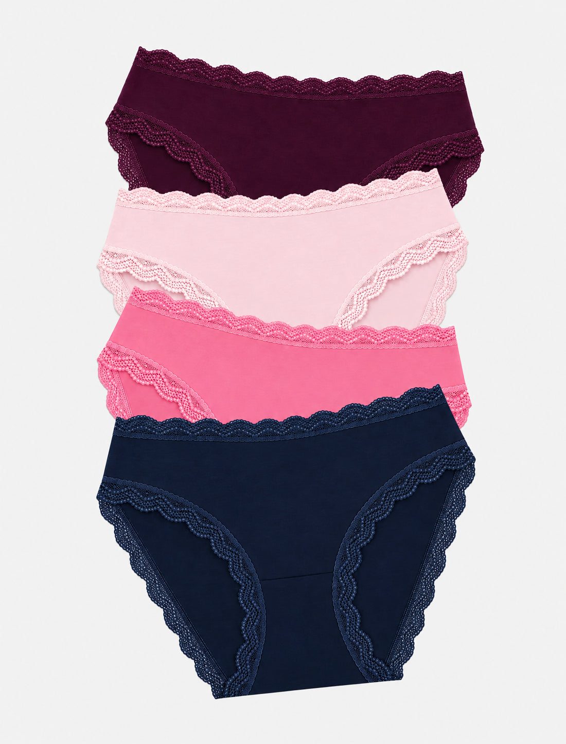 Mid Rise High Leg Knicker Four Pack - Ocean & Black Cherry