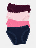 Mid Rise High Leg Knicker Four Pack - Ocean & Black Cherry