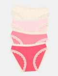 Mid Rise High Leg Knicker Four Pack - Coconut Ice