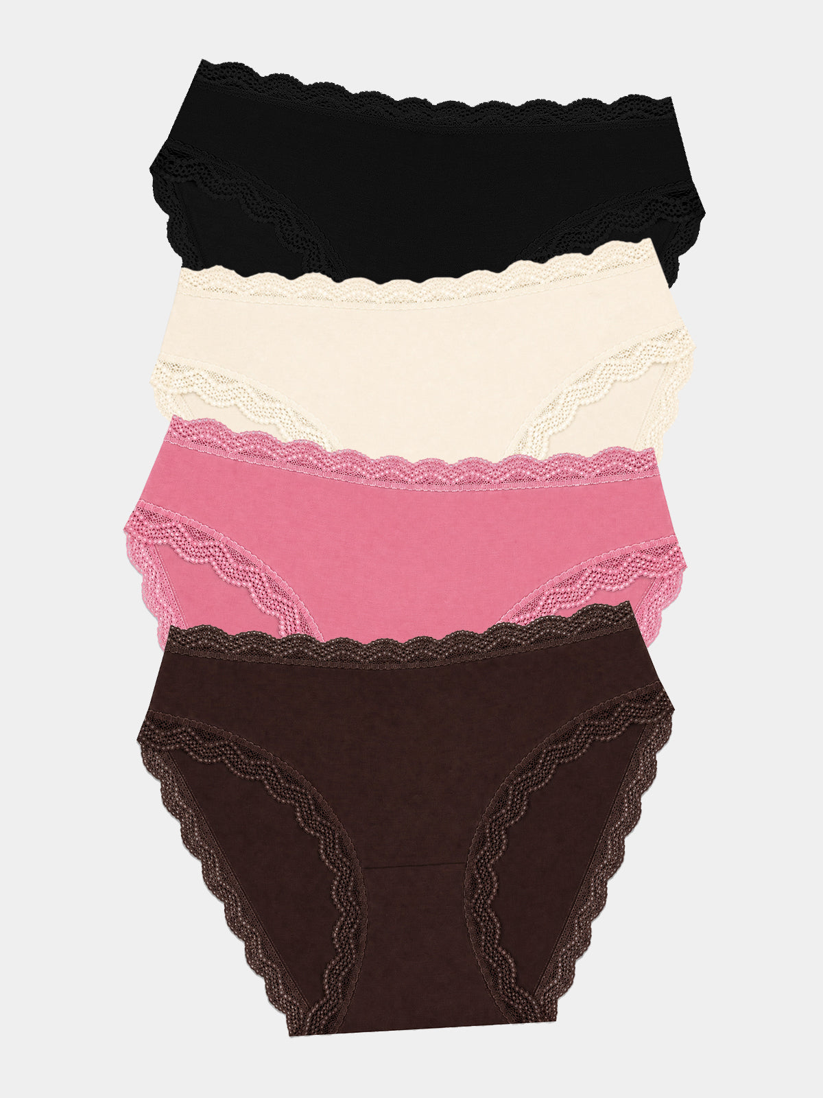 Mid Rise High Leg Knicker Four Pack - Espresso Basics