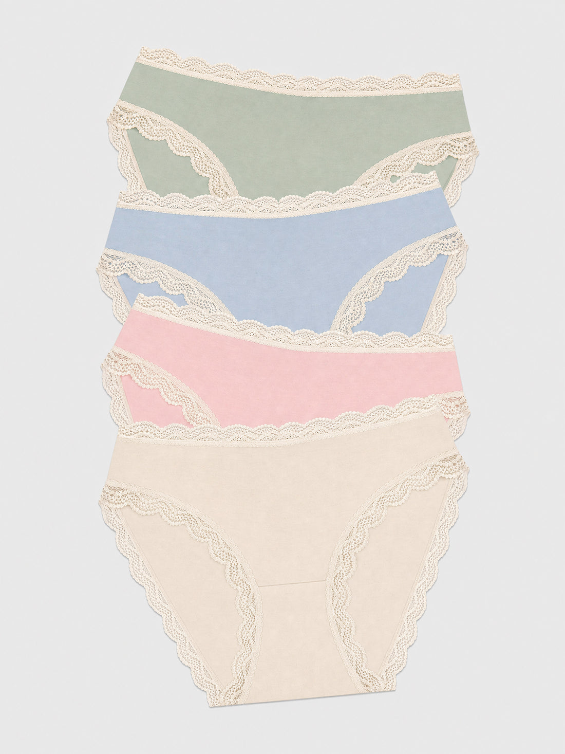 Mid Rise High Leg Knicker Four Pack - Eucalyptus Pastels
