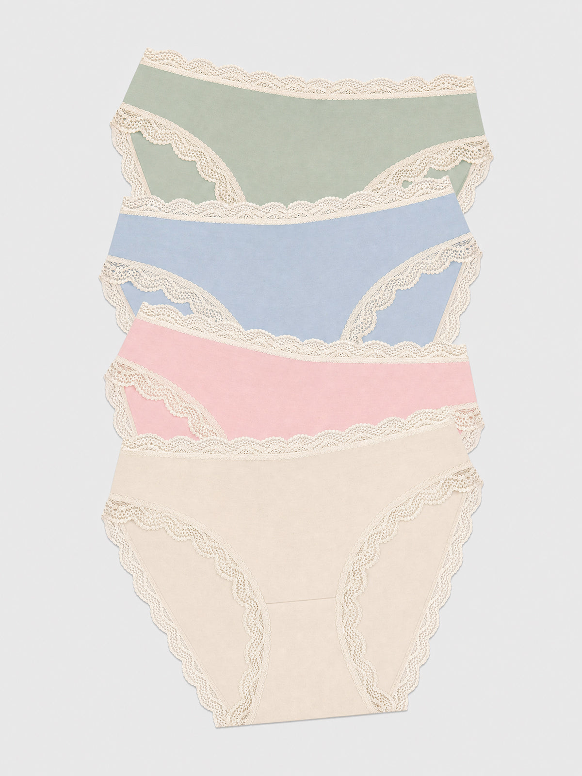 Mid Rise High Leg Knicker Four Pack - Eucalyptus Pastels