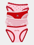 Mid Rise High Leg Knicker Four Pack - Santa Baby