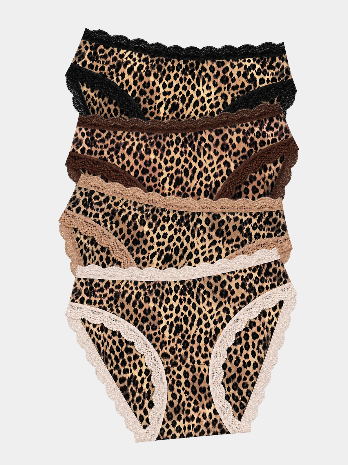 Mid Rise High Leg Knicker Four Pack - True Leopard