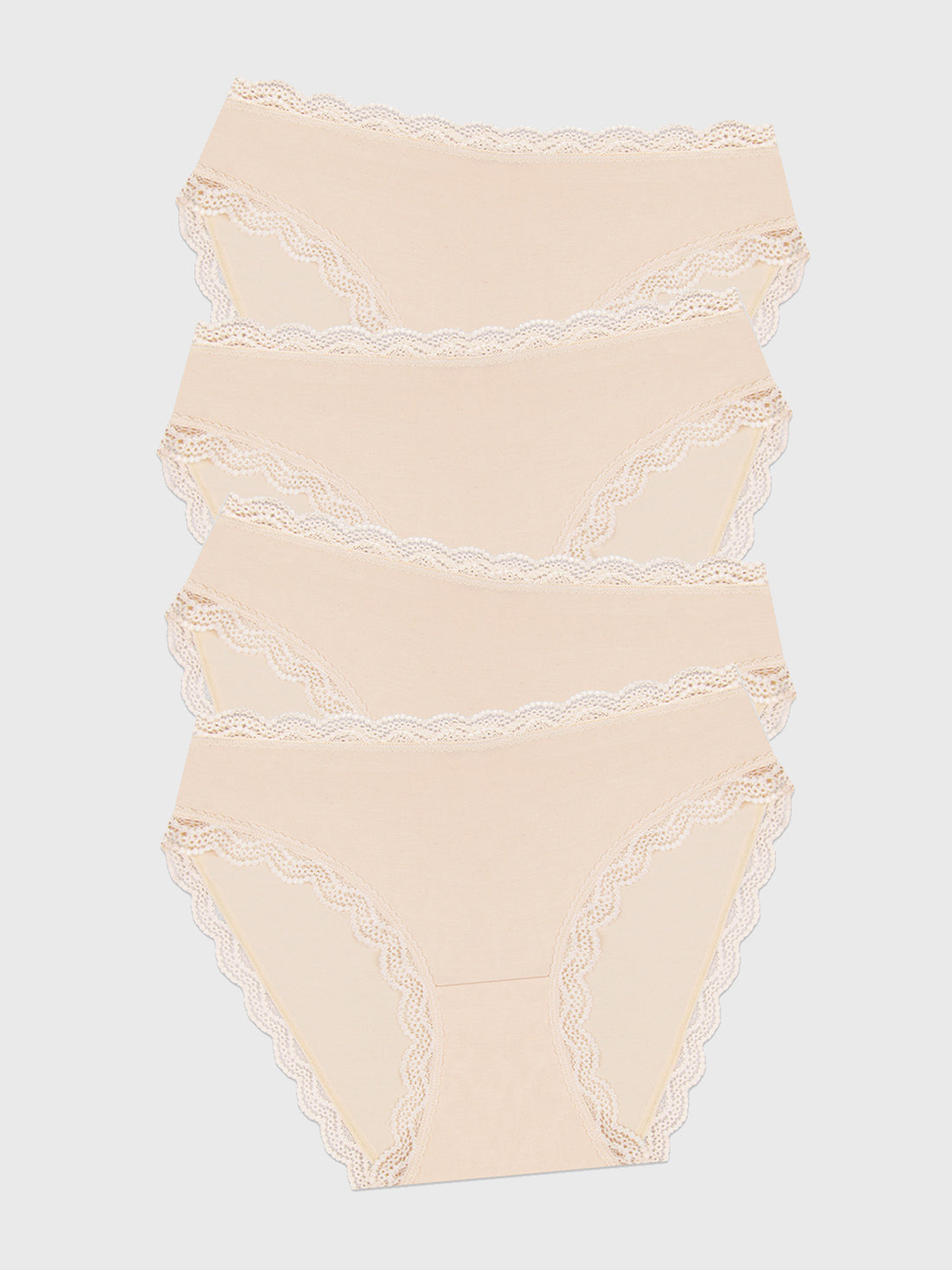 Mid Rise High Leg Knicker Four Pack - Sand