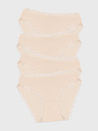 Mid Rise High Leg Knicker Four Pack - Sand