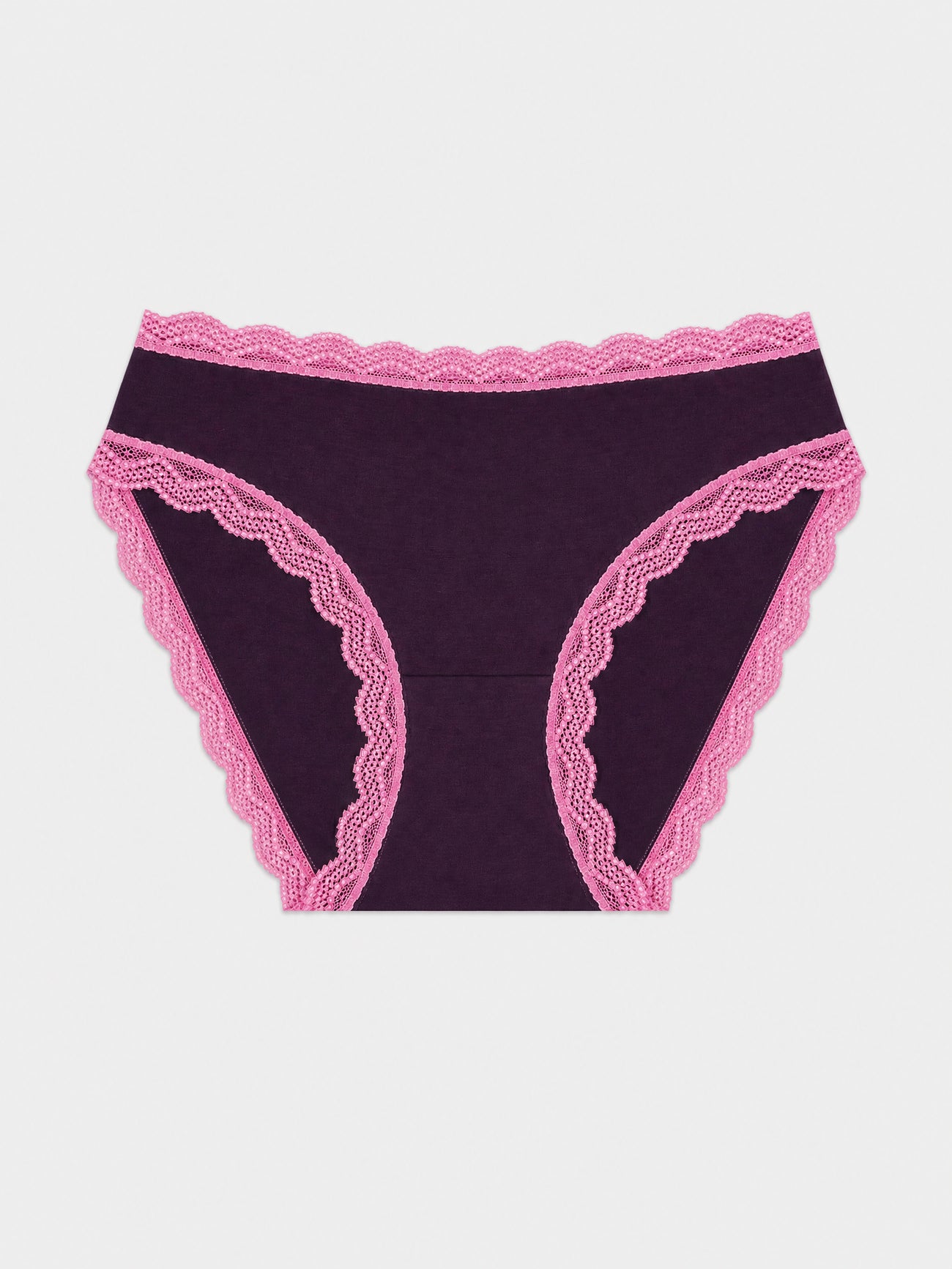Mid Rise High Leg Knicker - Black Cherry & Pop Pink